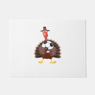 Cute Funny Soccer Thanksgiving Turkey Boys Doormat