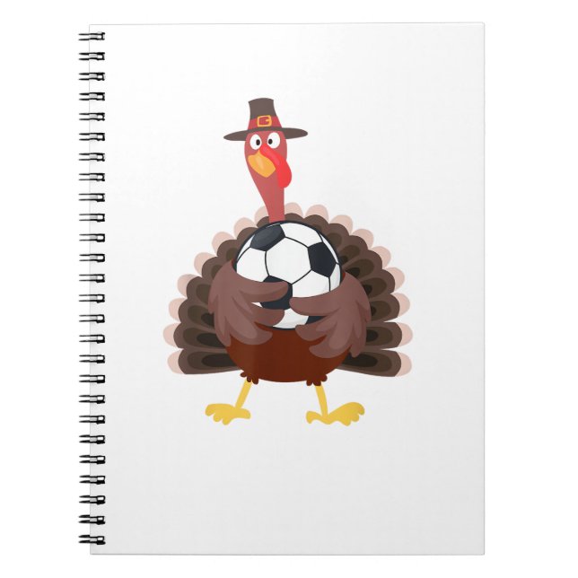 Cute Funny Soccer Thanksgiving Turkey Boys  Notebook (Front)
