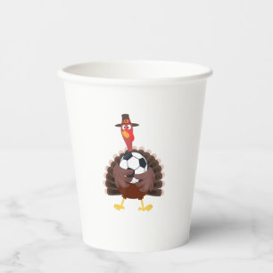 Cute Funny Soccer Thanksgiving Turkey Boys  Paper Cups