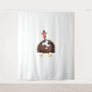Cute Funny Soccer Thanksgiving Turkey Boys Tapestry