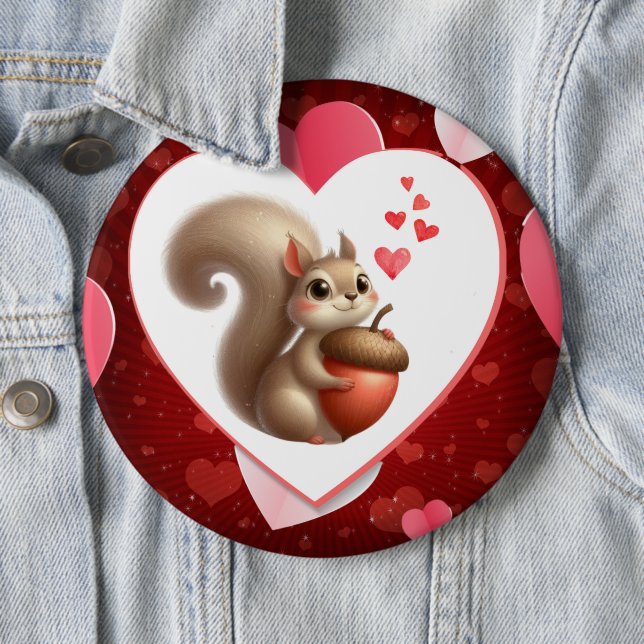 Cute funny squirrel Valentine's Day 6 Cm Round Badge (In Situ)