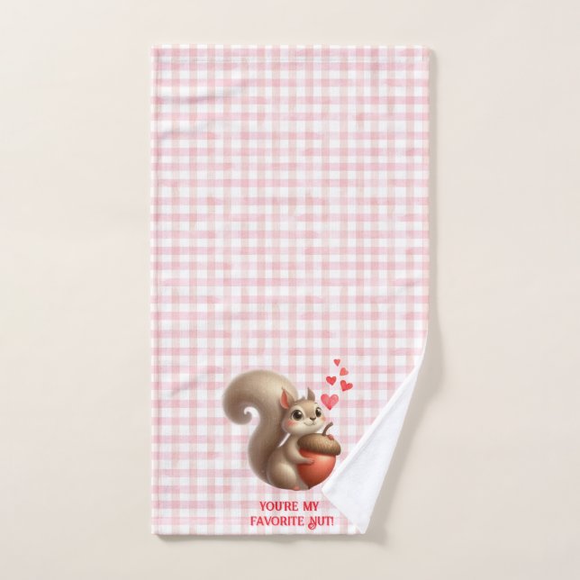 Cute funny squirrel Valentine's Day Hand Towel (Hand Towel)