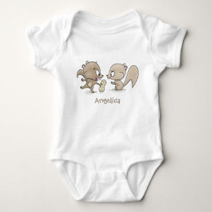 Cute funny squirrels cartoon illustration baby bodysuit
