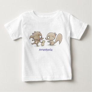 Cute funny squirrels cartoon illustration baby T-Shirt