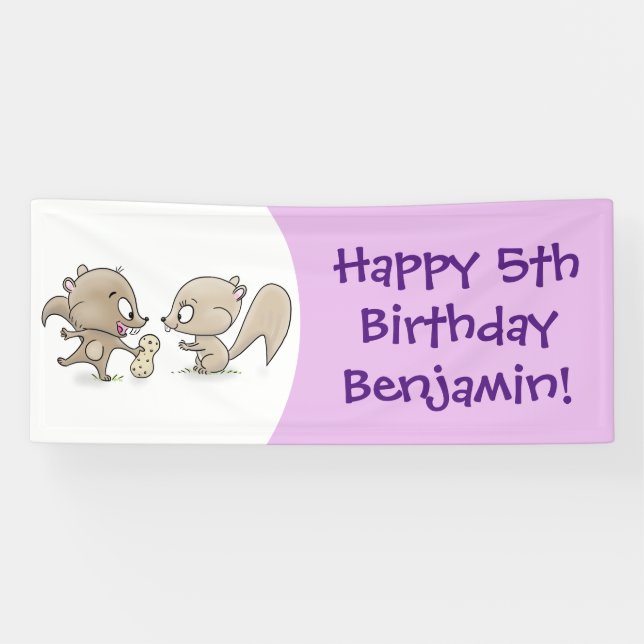 Cute funny squirrels cartoon illustration banner (Horizontal)