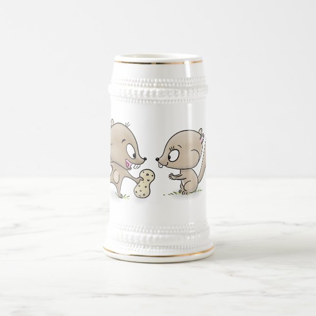 Cute funny squirrels cartoon illustration beer stein (Center)