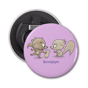 Cute funny squirrels cartoon illustration bottle opener