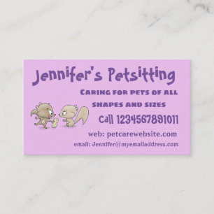 Cute funny squirrels cartoon illustration business card
