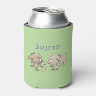 Cute funny squirrels cartoon illustration can cooler