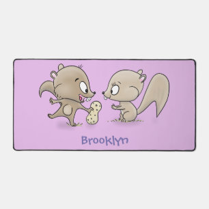 Cute funny squirrels cartoon illustration desk mat