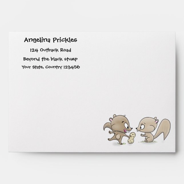 Cute funny squirrels cartoon illustration envelope (Front)