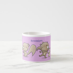 Cute funny squirrels cartoon illustration espresso cup