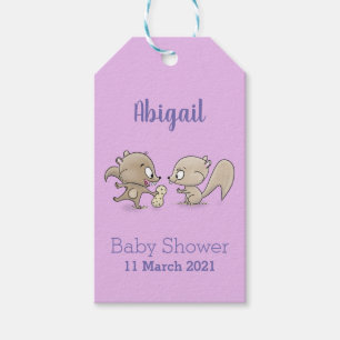 Cute funny squirrels cartoon illustration gift tags
