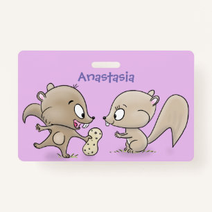 Cute funny squirrels cartoon illustration ID badge