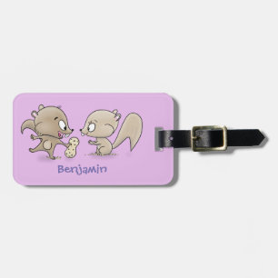Cute funny squirrels cartoon illustration luggage tag