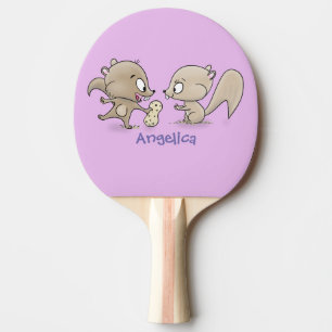 Cute funny squirrels cartoon illustration ping pong paddle