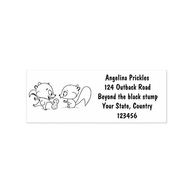 Cute funny squirrels cartoon illustration rubber stamp (Imprint)