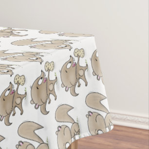 Cute funny squirrels cartoon illustration tablecloth