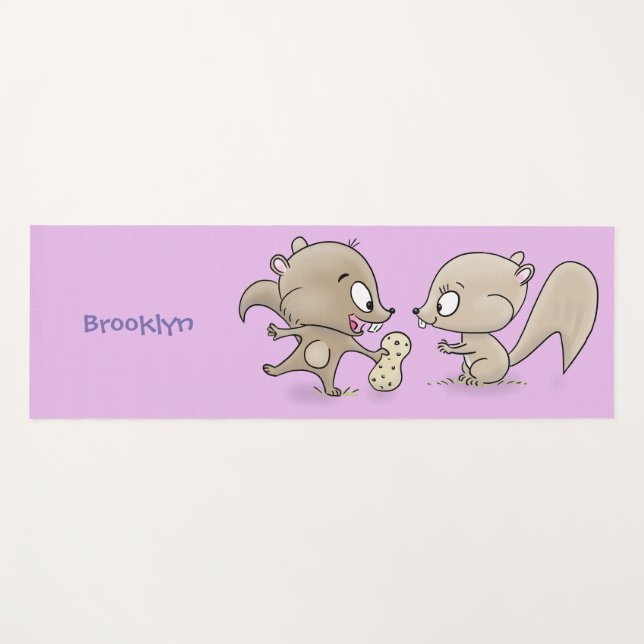 Cute funny squirrels cartoon illustration yoga mat (Front (Horizontal))