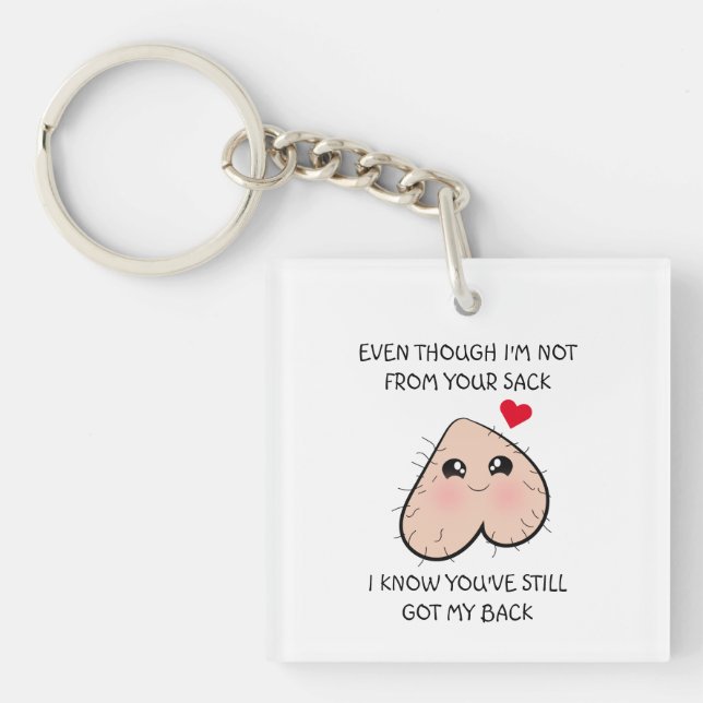 Cute Funny Step Dad Father's Day Key Ring (Front)