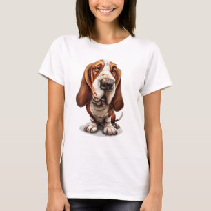 Cute Funny Stylish Cartoon Caricature Of A Basset T-Shirt