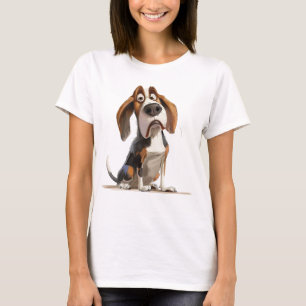 Cute Funny Stylish Cartoon Caricature Of A Basset T-Shirt