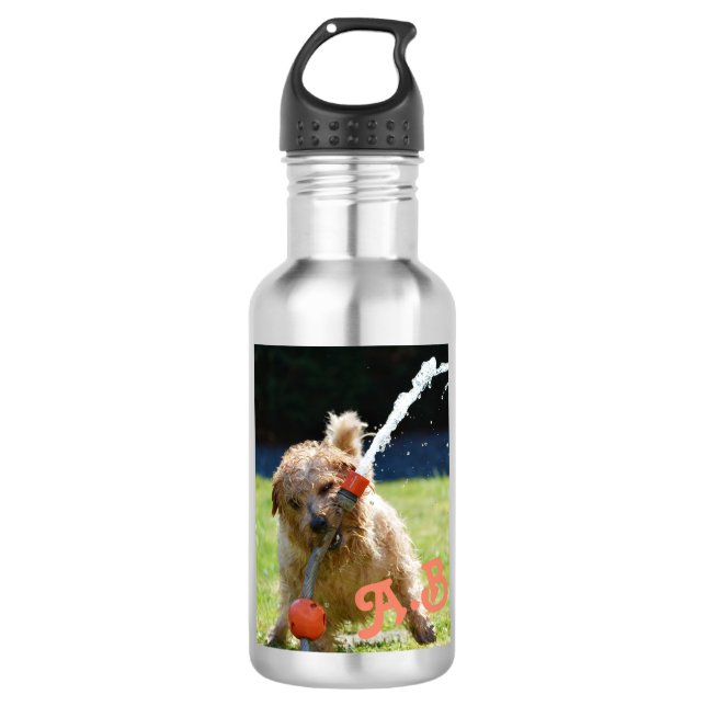 Cute Funny Summer Dog With Hose Personalised 532 Ml Water Bottle (Front)