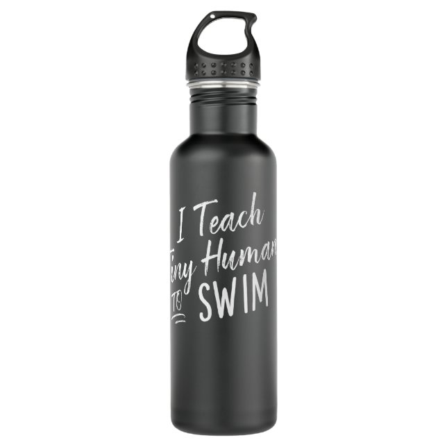 Cute Funny Swim Coach Gift - Tiny Humans Swimming  710 Ml Water Bottle (Front)