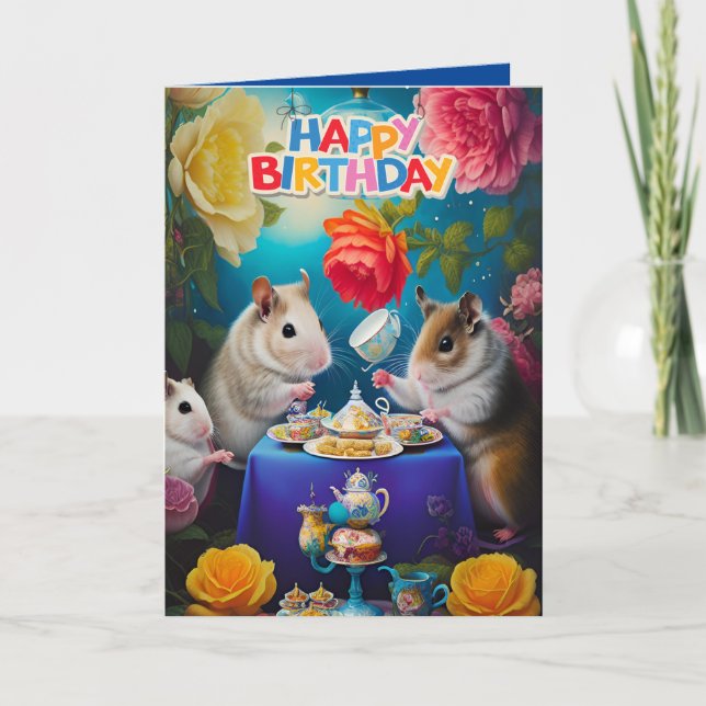 Cute Funny Syrian Hamsters Birthday Card (Front)