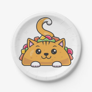 Cute Funny Taco cat rainbow Paper Plate