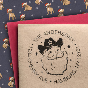 Cute Funny Texas Cowboy Santa Claus Christmas Rubber Stamp