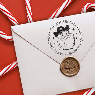 Cute Funny Texas Cowboy Santa Claus Christmas Self-inking Stamp