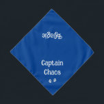 Cute Funny Text Paw Prints Blue Pet Bandana<br><div class="desc">Cute,  funny,  pet nickname...  for your Captain Chaos! You can customise the text and/or pet name,  by editing font style,  size,  or colour. Great gift for any pet lover. 2 sizes available!</div>