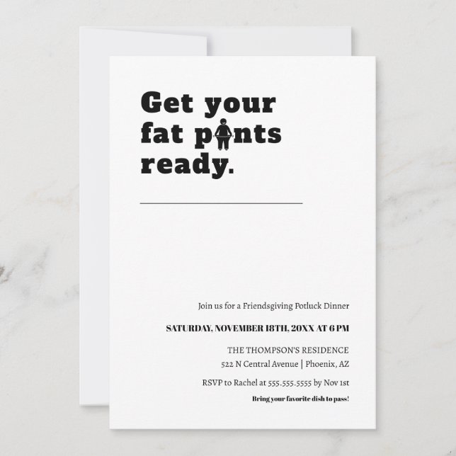 Cute Funny Thanksgiving Dinner Modern Minimalist  Invitation (Front)