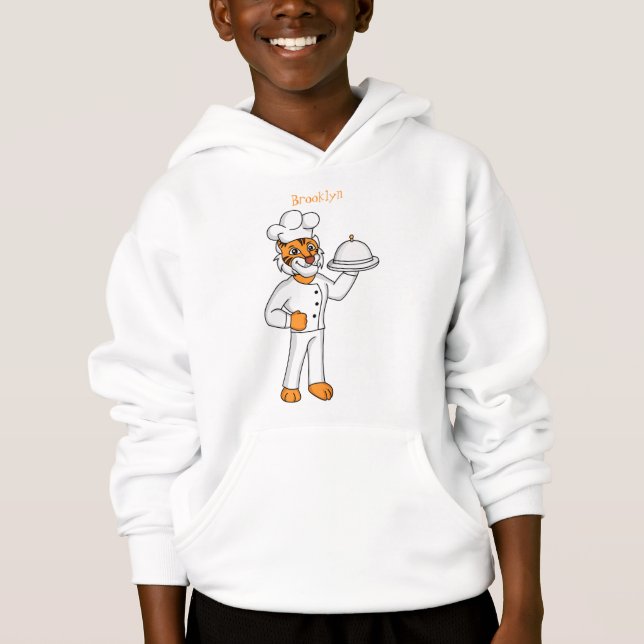 Cute funny tiger chef cartoon illustration (Front)