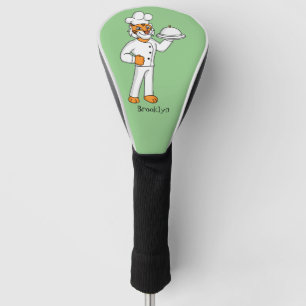Cute funny tiger chef cartoon illustration golf head cover