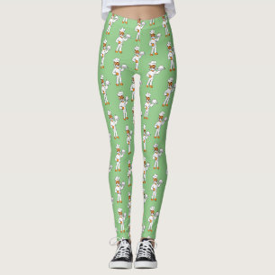 Cute funny tiger chef cartoon illustration leggings
