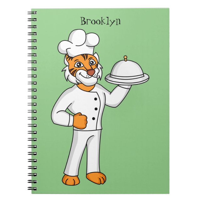 Cute funny tiger chef cartoon illustration notebook (Front)