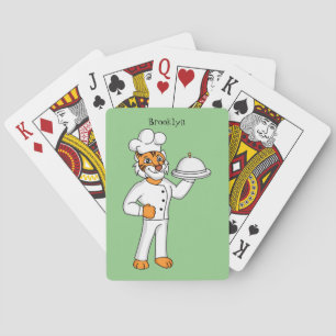 Cute funny tiger chef cartoon illustration playing cards