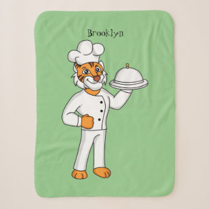 Cute funny tiger chef cartoon illustration sherpa blanket