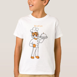 Cute funny tiger chef cartoon illustration T-Shirt