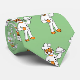 Cute funny tiger chef cartoon illustration tie