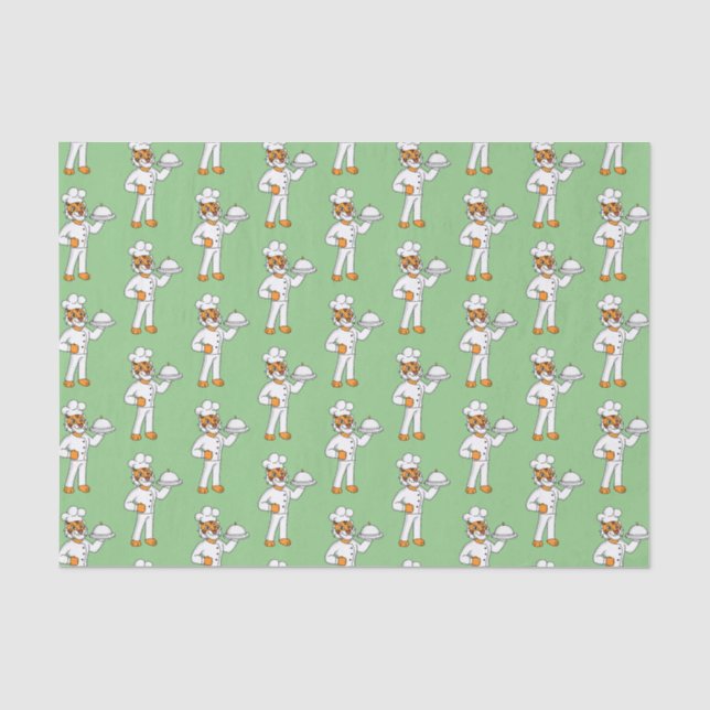 Cute funny tiger chef cartoon illustration  tissue paper (Front)