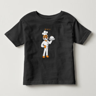 Cute funny tiger chef cartoon illustration  toddler T-Shirt