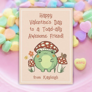 Cute Funny Toad-ally Awesome Classroom Valentine Card