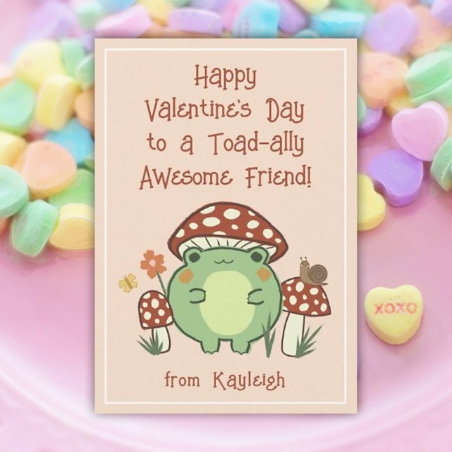 Cute Funny Toad-ally Awesome Classroom Valentine Card (Creator Uploaded)