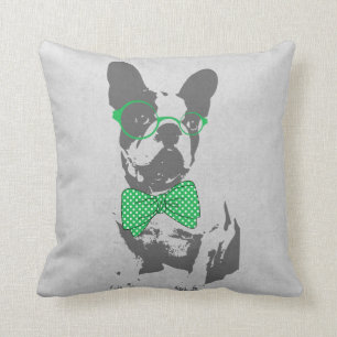 Cute funny trendy vintage animal French bulldog Cushion