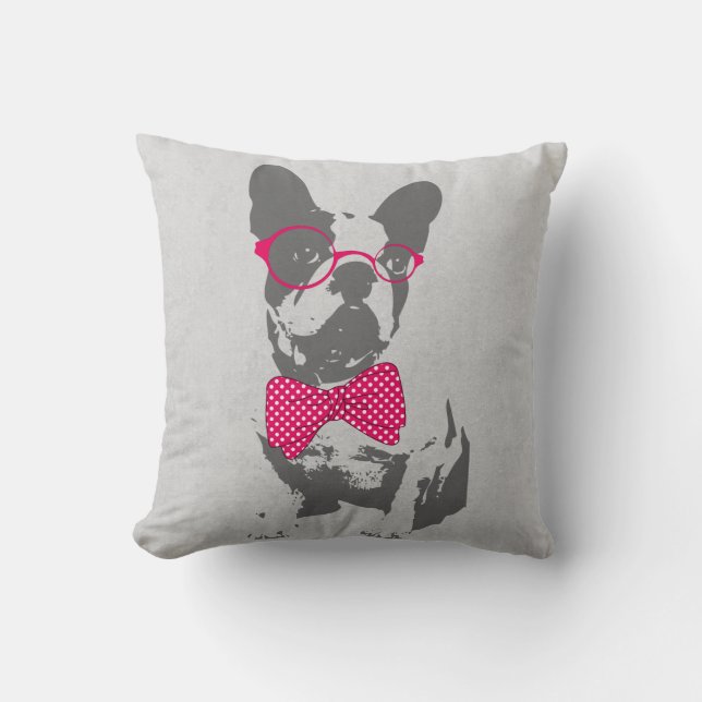 Cute funny trendy vintage animal French bulldog Cushion (Front)