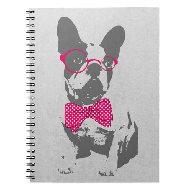 Cute funny trendy vintage animal French bulldog Notebook (Front)