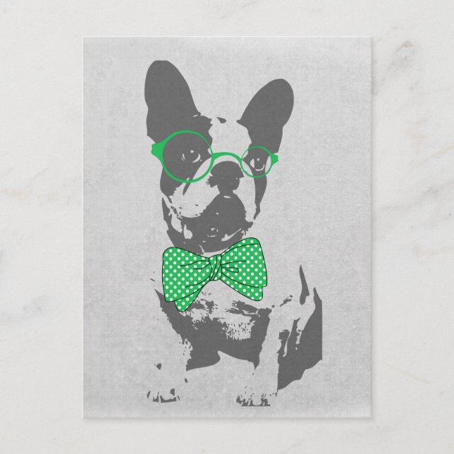 Cute funny trendy vintage animal French bulldog Postcard (Front)